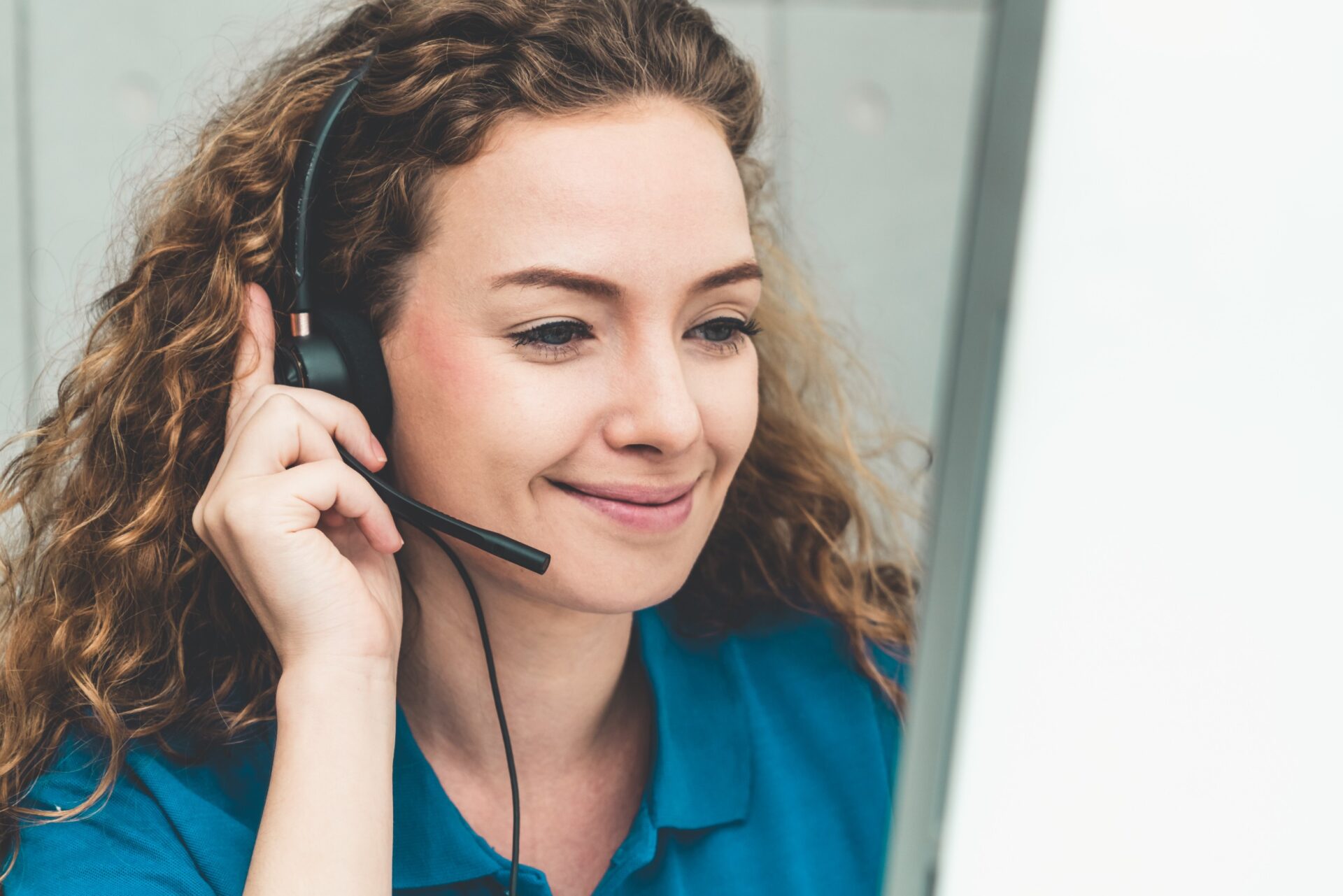 Business people wearing headset working in office to support remote customer or colleague. Call center, telemarketing, customer support agent provide service on telephone video conference call. Business people wearing headset working in office to support remote customer or colleague. Call center, telemarketing, customer support agent provide service on telephone video conference call.